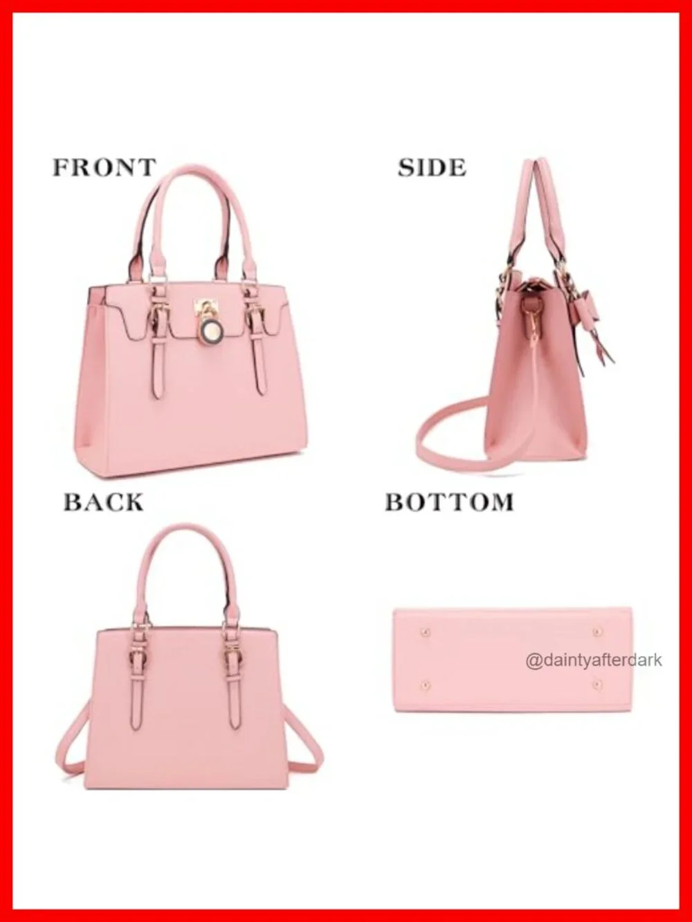 Vegan Leather Satchel Handbag & Wallet Set w/ RFID Blocking, Top Handle